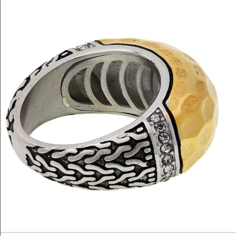Emma Skye Stainless Steel Hammered 2-Tone Ring Sz8